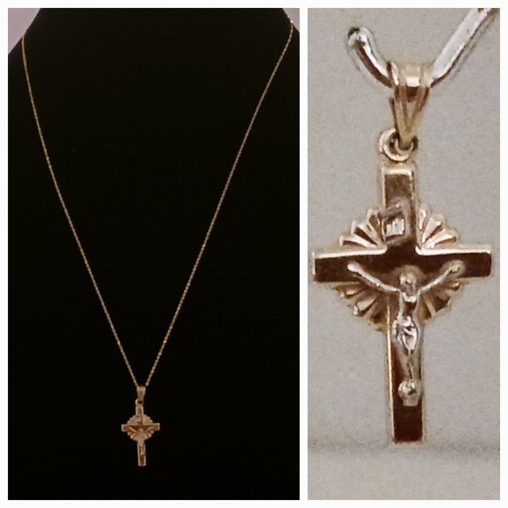 14k Solid Yellow Gold Crucifix Pendant With 10k Solid Yellow Gold 18 Chain